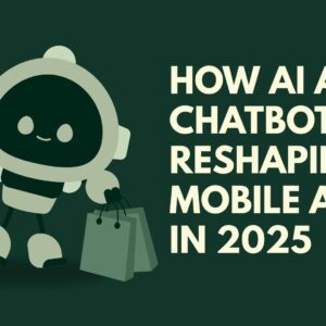 Mobile screen with AI chatbot interaction in futuristic app UI