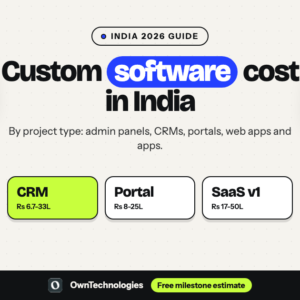 Custom software development cost in India 2026 by project type
