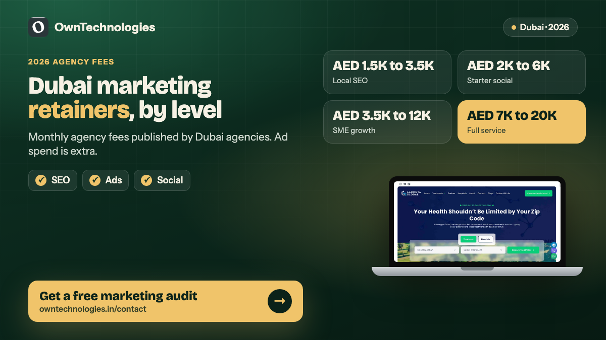 Digital marketing agency Dubai retainer prices in AED for 2026 by package level
