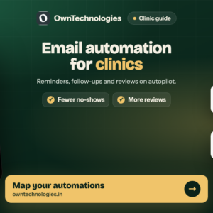 Email automation for clinics: appointment reminder, aftercare, review request and recall emails on a phone