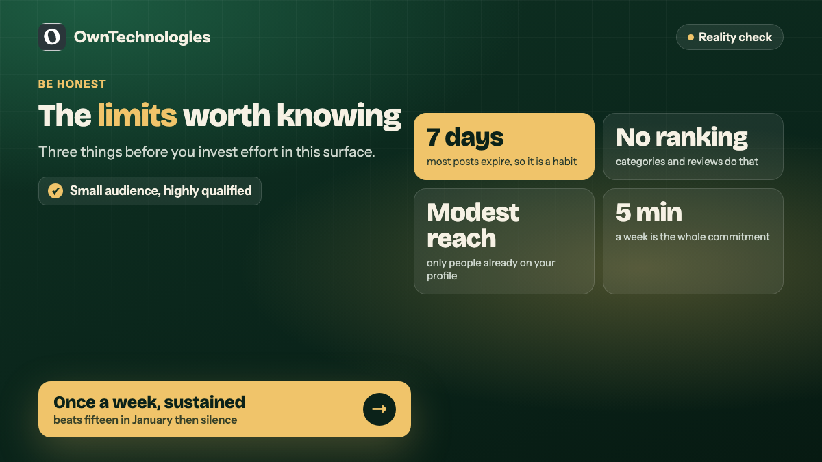 The honest limits of Google Business Profile Posts: seven day expiry, no direct ranking effect, modest reach