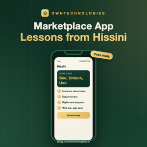 Marketplace app development lessons from building Hissini, a creative marketplace with a see, unlock, use loop