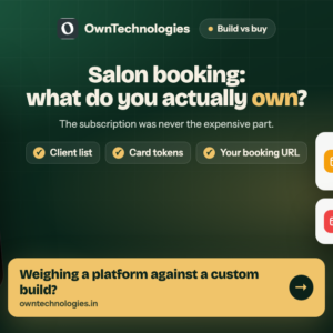 Salon and spa booking system build versus buy comparison showing what data you own