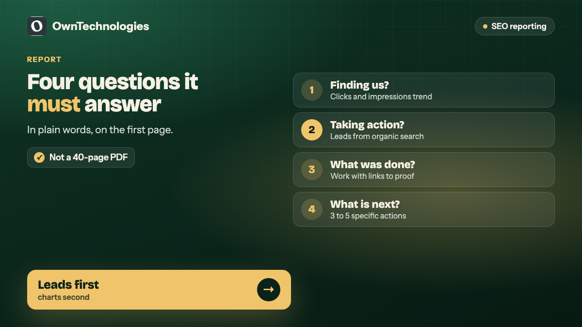 Four questions every monthly SEO report must answer