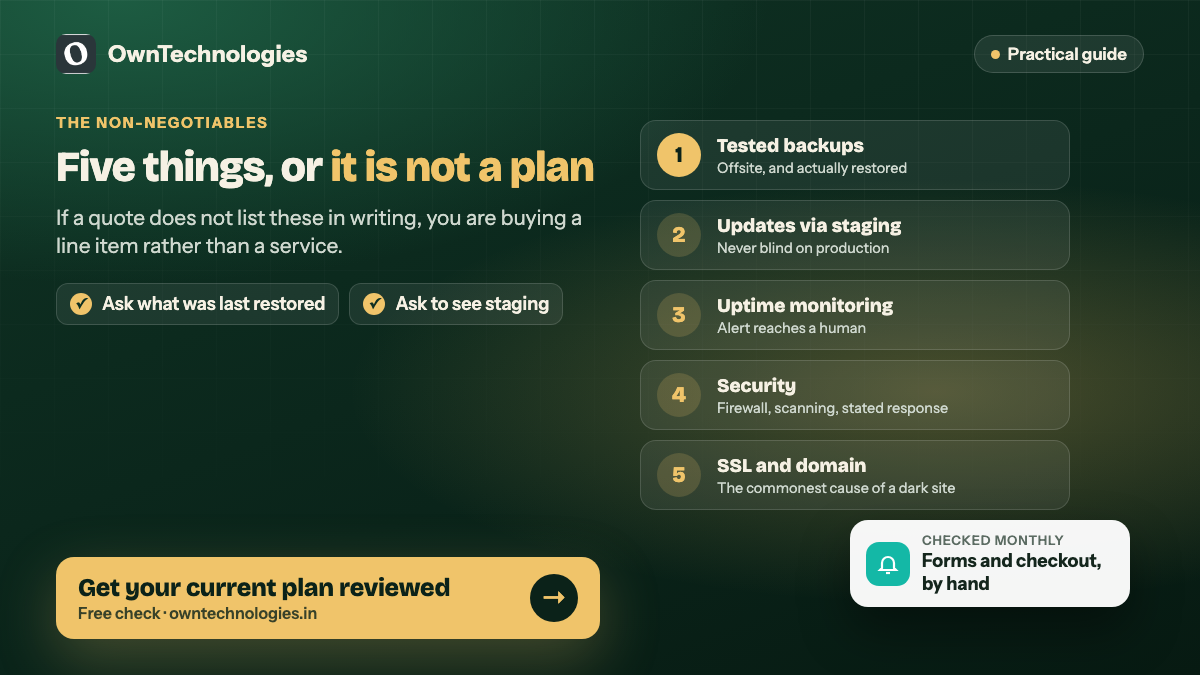 The five non-negotiables of a website maintenance plan